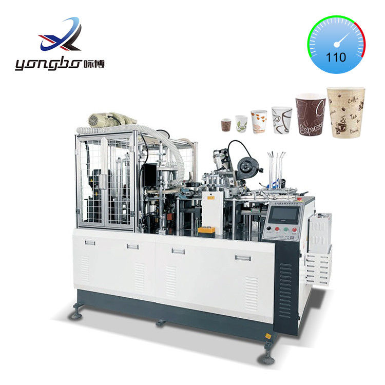 Vollautomatische 2-16oz Papierbechermachmaschine mit Kupferstange Becher gebunden Weg 100-110pcs/Min